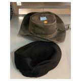 Genuine Leather Cowboy Hat with Braided Strap.