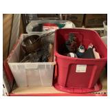 3 Storage Containers with Lids and Contents.