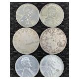 2 V Nickels Incl. 1898 & 1908 W/1943 S & D Steel