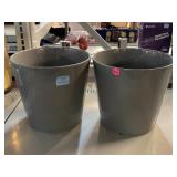 2 Gray Planters. Approx 9in Tall