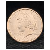 1 Oz Pure Copper, Us Peace Token Design