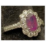 Platium Ring W/sapphire & Diamond, 1.10ct & 0.56ct