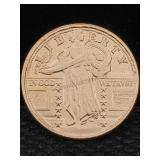 1 Oz Pure Copper, Us Standing Liberty Token Design