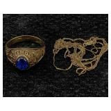 10k Gold Ring & Necklaces For Repair, Tw 7g, Sz 9