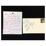 Madlyn Rhue-Young Signature Card and Note W/COA