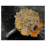Sterling Silver Ring W/orange Tourmaline, Tw 4.3g
