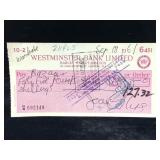 Joan Collins Signed Check