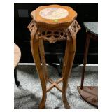 Fern Wood Table W/Marble Top. Approx 36in