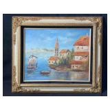 Signed MC Serro Mediterranean Coastal Scene