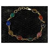 14k Gold Bracelet W/gemstones, Tw 5.2g, Sz 7ï¿½in