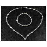 Sterling Silver Necklace & Bracelet, Tw 39.2g, Sz