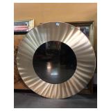 Brass round light up mirror, approx 42in