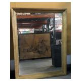 Framed mirror w/gold-colored, approx 34x45in
