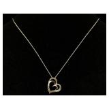 Sterling Necklace & Heart Pendant, Tw 3.8g Sz 18in