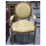 Wood Armchair W/Floral Design