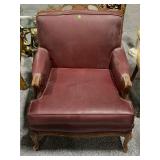 Wood Armchair W/Leather Cushion