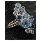 Sterling Silver Ring W/blue Spinel, Tw 5g, Sz 8