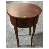 Oval wood side tables w/drawer, approx 16x26in