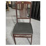 Solid wood folding chair w/pleather seat