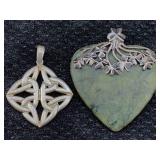 2 Sterling Pendants W/connemara Marble, Tw 28.6g,