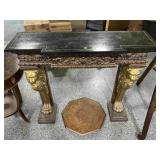 Vtg wood fireplace from part w/carved lions,