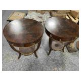 2 Rounds side tables w/metal hardware, approx