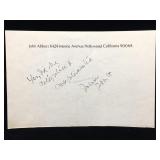 John Abbott Handwritten & Signed Note On