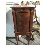 Jewelry armoire w/mirror and drawers, approx 35in