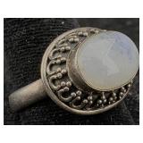 Sterling Silver Ring W/quartz, Tw 7.9g, Sz 8