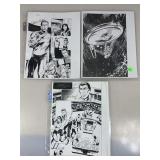 3 Double Signed Star Trek Comic Art. Signed by