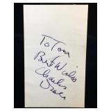 Charles Drake Signed Notecard W/Coa