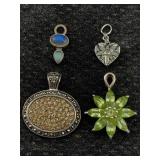 4 Sterling Silver Pendants, Tw 14.6g, Sz 1in Tall