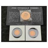 1963 Jfk Copper Medal W/2-1886-1986 Liberty Copper