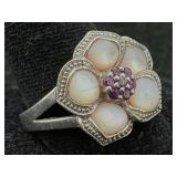 Sterling Silver Ring W/amethyst & More, Tw 6.9g,