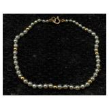 14k Gold Clasp Small Pearl Bracelet, Tw 2.1g, Sz