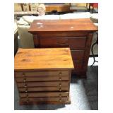 2 Wood cabinet w/drawers, approx 34x18x33in