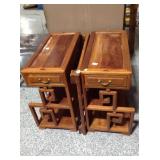 Solid wood side tables, approx 27x13x28in