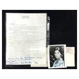 France Nuyen Signed 3x4 Photo & Letter