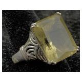 Sterling Silver Ring W/gemstone, Tw 9g, Sz 7