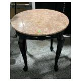 Marble Top Side Table. Approx 22in Tall & Top