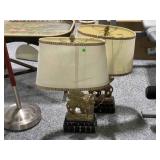 2 Table Top Lamps W/Lion Statue Base. Approx 24in