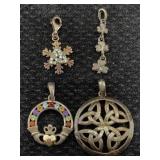 4 Sterling Silver Pendants, Tw 15.4g, Sz 1in