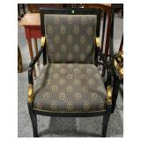 Black & Gold-Colored Wood Armchair