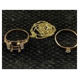 2-10k Gold Rings & 10k Necklace Scrap, Tw 3.8g, Sz