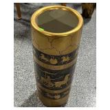 Asian Gold-colored umbrella holder, approx 9x24in