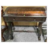 Hall table w/glass top and cabinet, approx