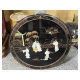 Black Asian Round wall decor w/gold-colored