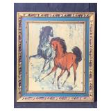 Vtg ï¿½Courtshipï¿½ Textured Art Print 25x29