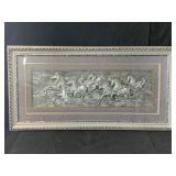 Framed Running Horses 3D Relief Wall Art 22x44