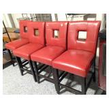 4 Red pleather stools